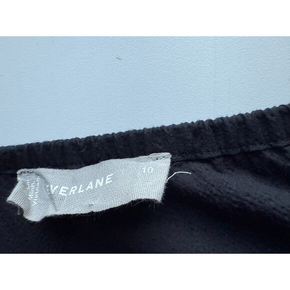 Everlane Dropwaist Strappy Midi Sundress in Black Stretch Seersucker Size 10 - Picture 7 of 7